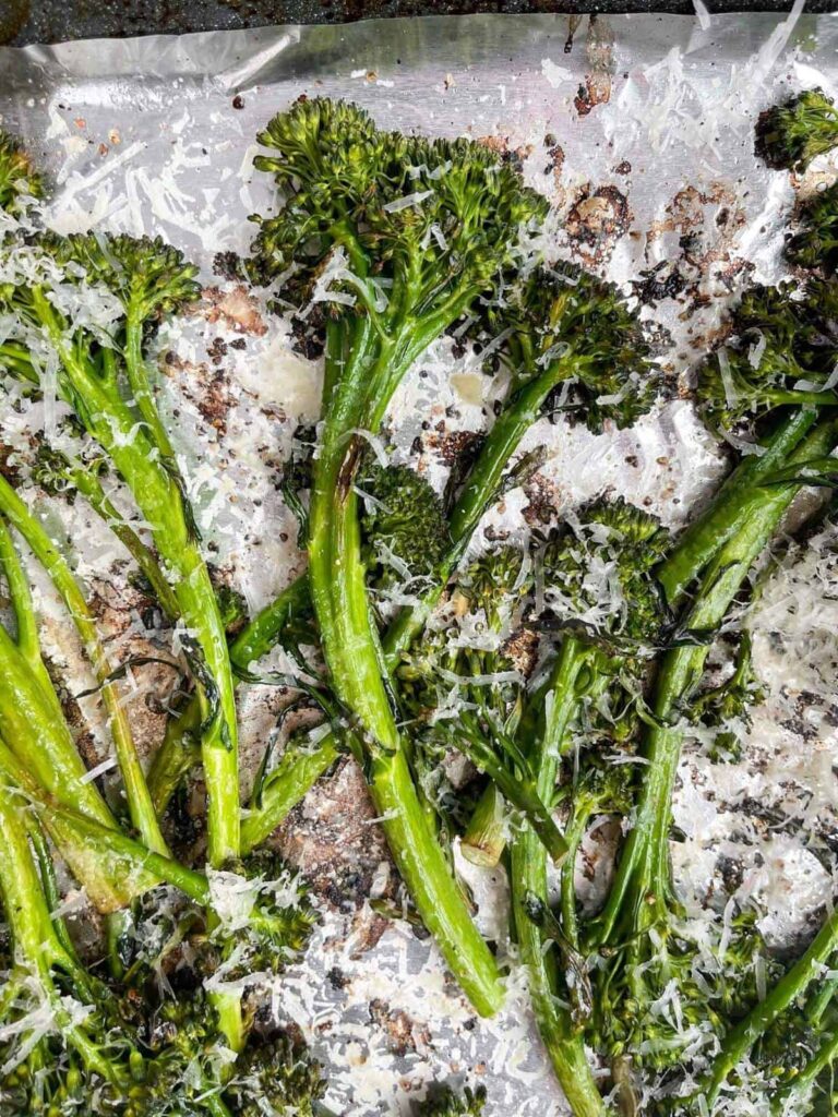 20 minute tender baked broccolini on a sheet pan