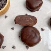 Healthy No Bake Peanut Butter Fudge Cookies with a Crunchy Chocolate Shell by Healthy Blondie
