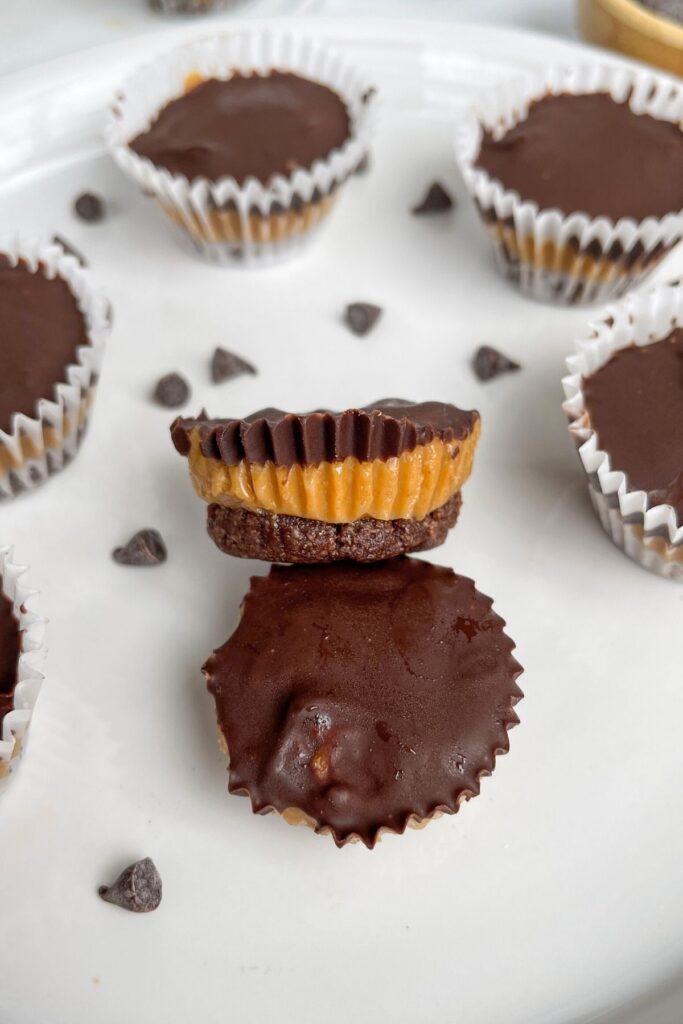 Homemade layered peanut butter chocolate cups