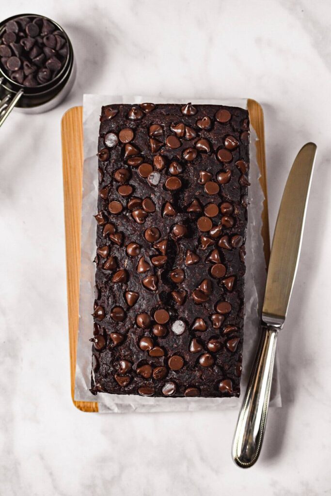 healthy double chocolate banana bread bread made with oat flour