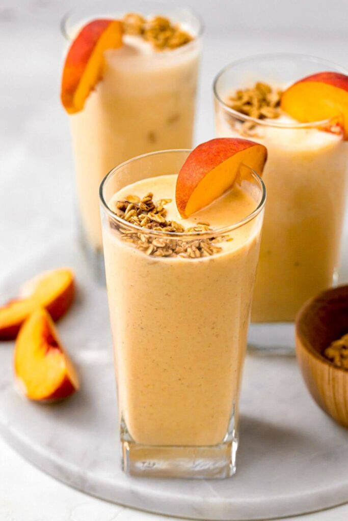 peach smoothie in a glass
