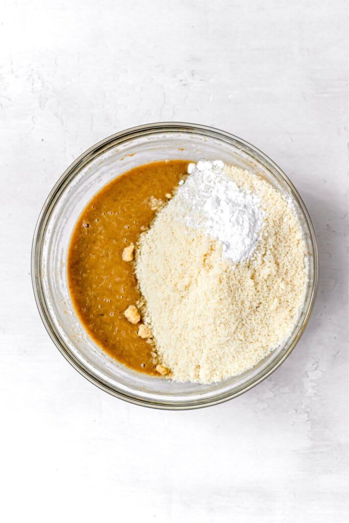 almond flour into peanut butter batter