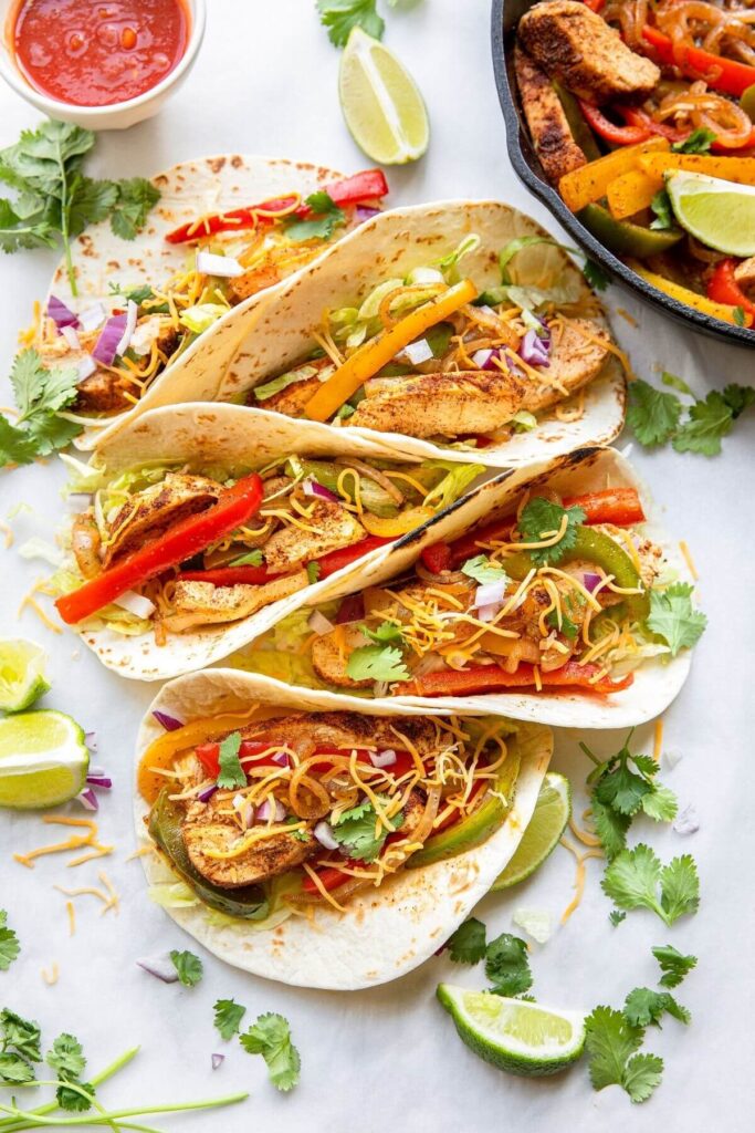 healthy and gluten-free chicken fajita tacos
