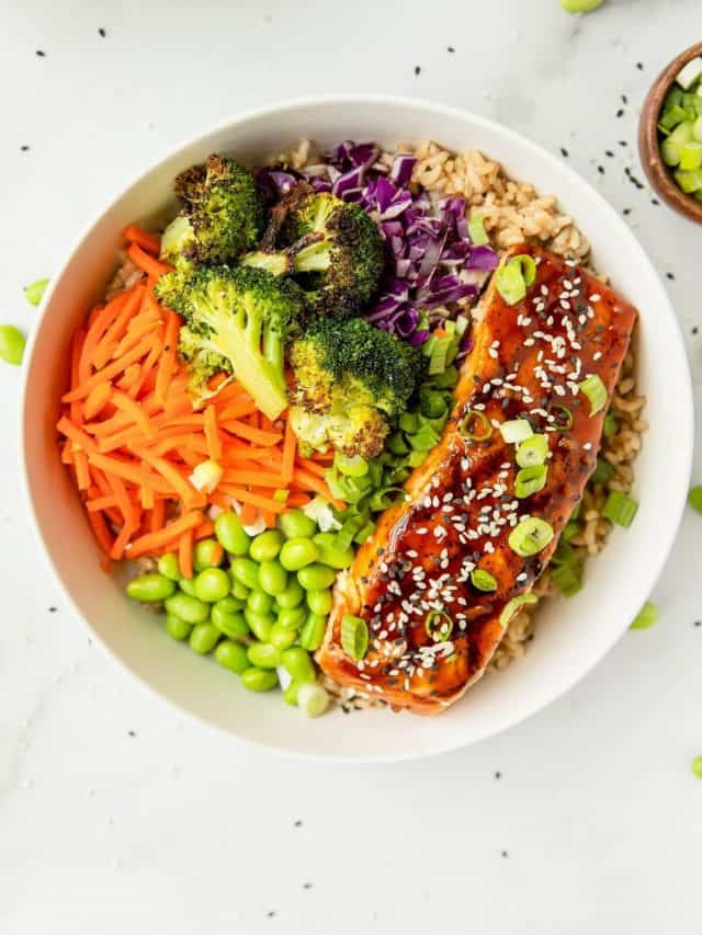 Teriyaki Salmon Buddha Bowls Healthful Blondie