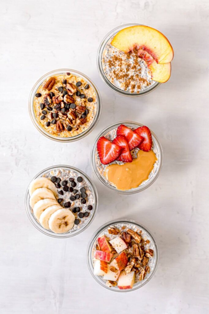 five flavors of protein overnight oats