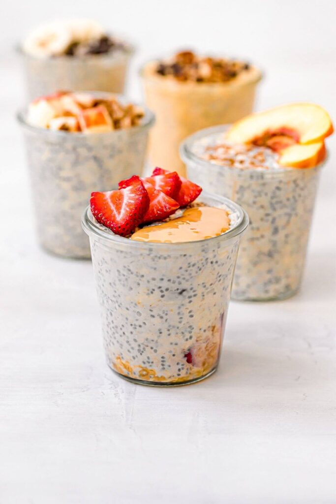 peanut butter and jelly protein overnight oats