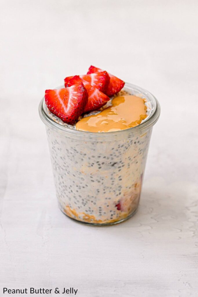 peanut butter and jelly protein overnight oats