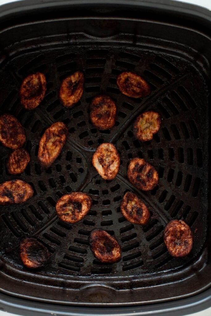 cooked banana chips in air fryer basket