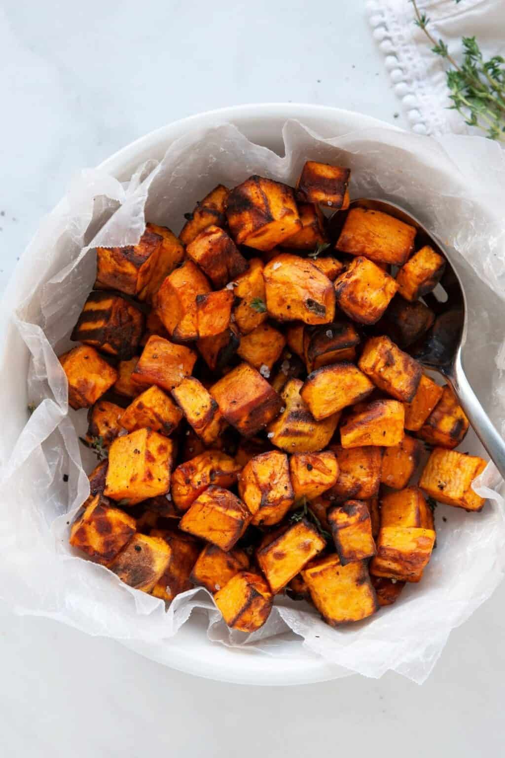 Air Fryer Sweet Potato Cubes (Crispy in 12 Minutes) - Healthful Blondie