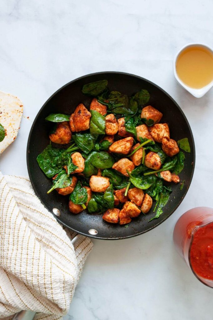 how to saute chicken and spinach