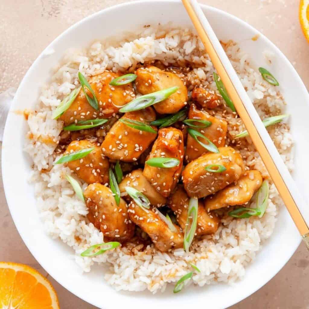 Healthy, crispy air fryer teriyaki chicken recipe with homemade refined-sugar-free teriyaki sauce.