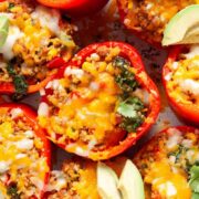 Mexican ground turkey kale quinoa stuffed bell peppers