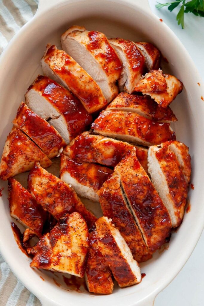juicy air fryer bbq chicken breasts with caramelized barbecue sauce
