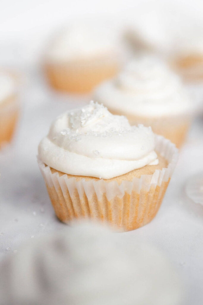 healthy vanilla cupcake with sprinkles