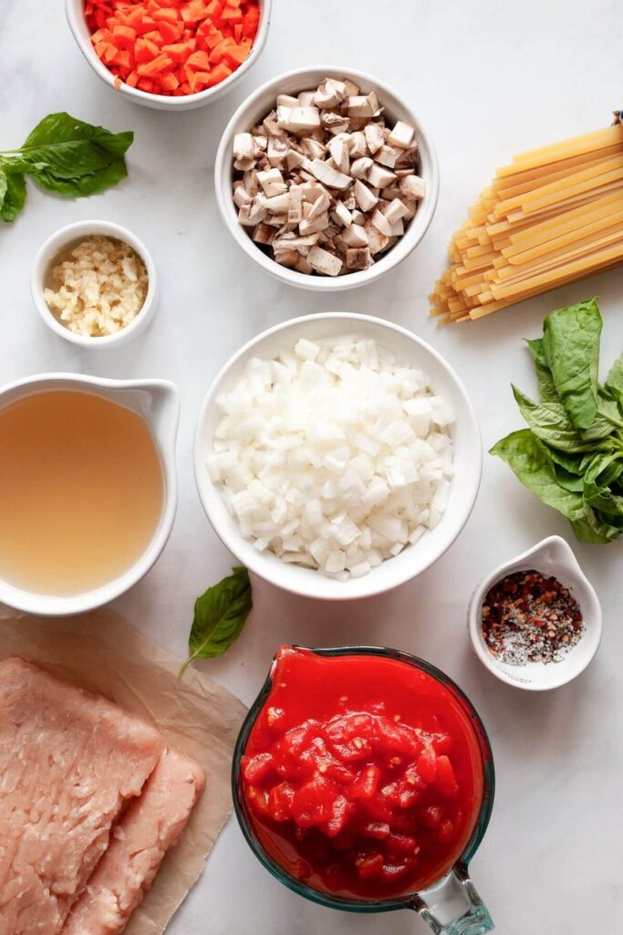 ingredients in healthy chicken bolognese