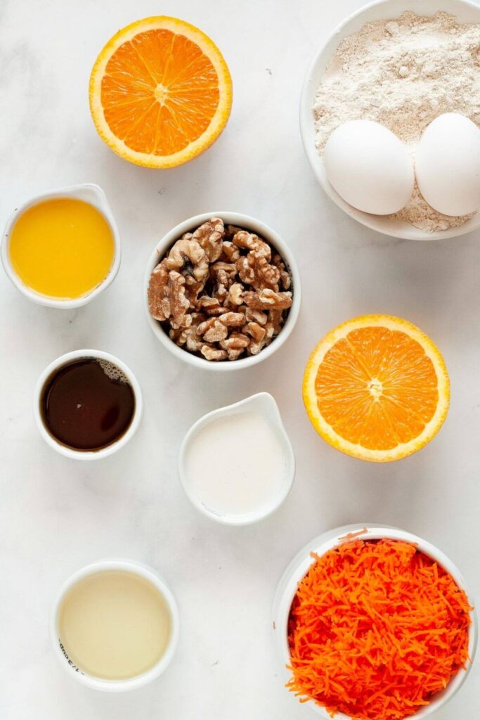 ingredients in oatmeal carrot orange muffins