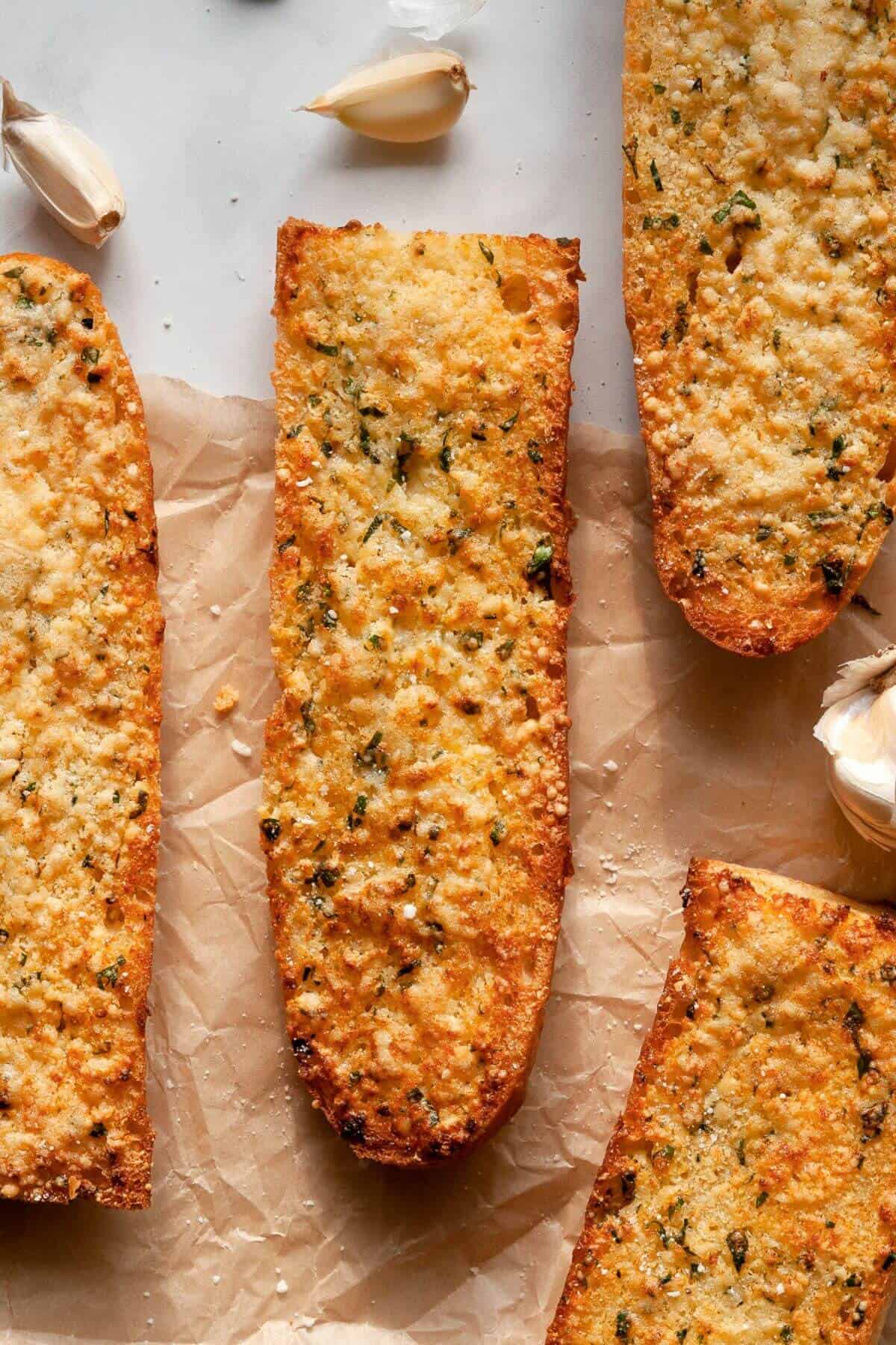 Crispy, buttery, cheesy air fryer garlic bread.