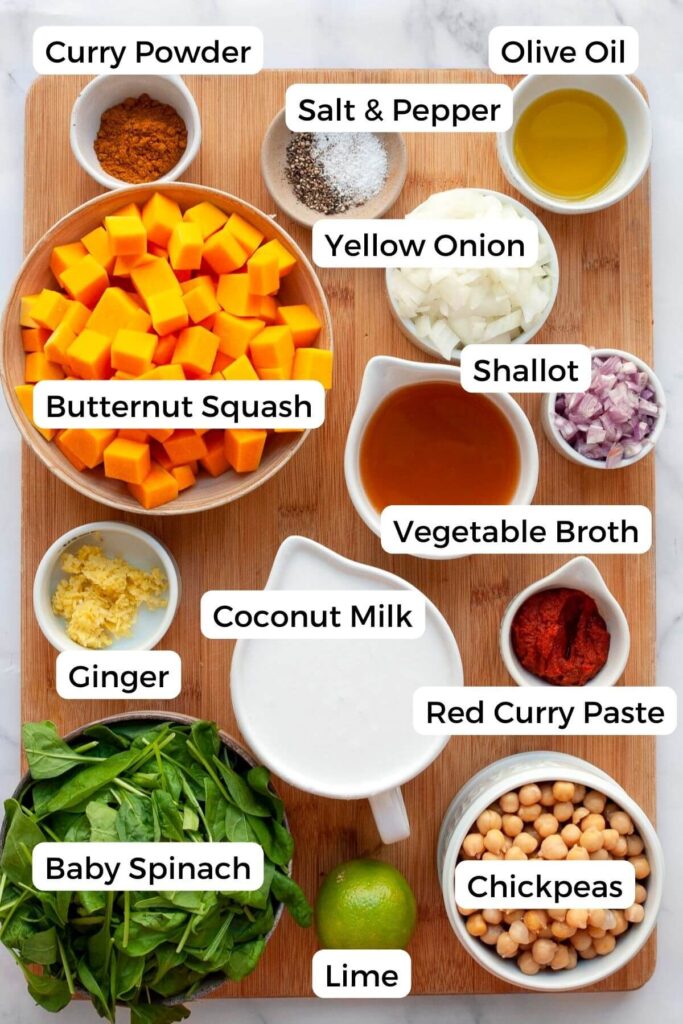 all ingredients labeled in small bowls