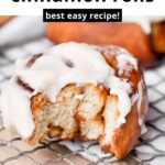 soft and fluffy easy air fryer cinnamon rolls topped off with a homemade cream cheese yogurt frosting