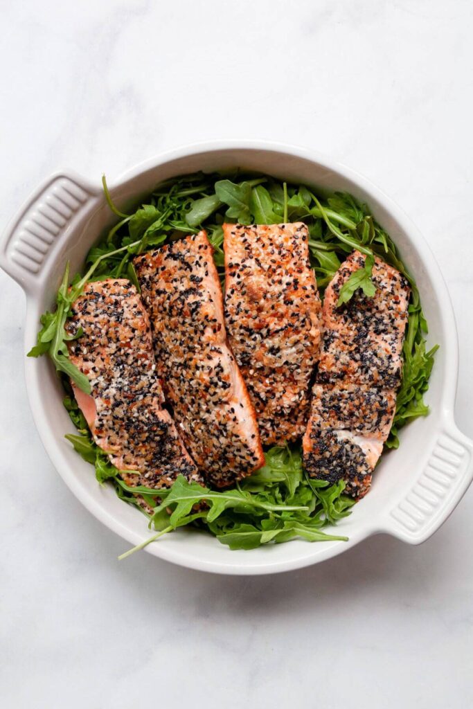 everything bagel crusted salmon