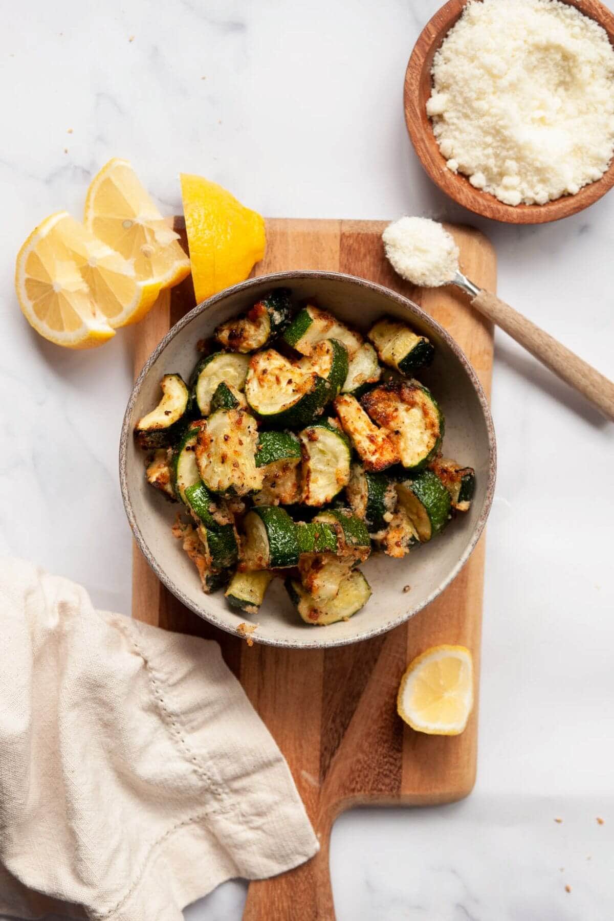 Crispy air fryer parmesan zucchini without breading.