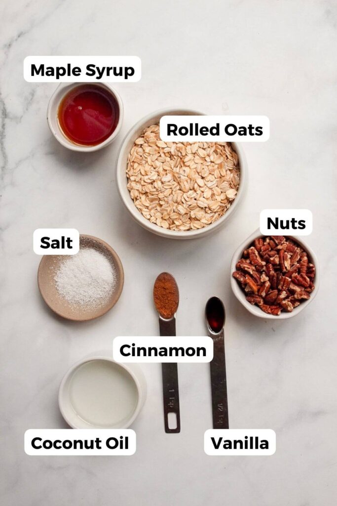 all six ingredients labeled in small bowls
