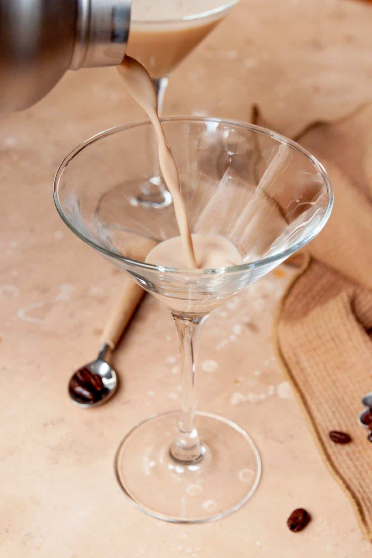 Shaking a Baileys espresso martini.