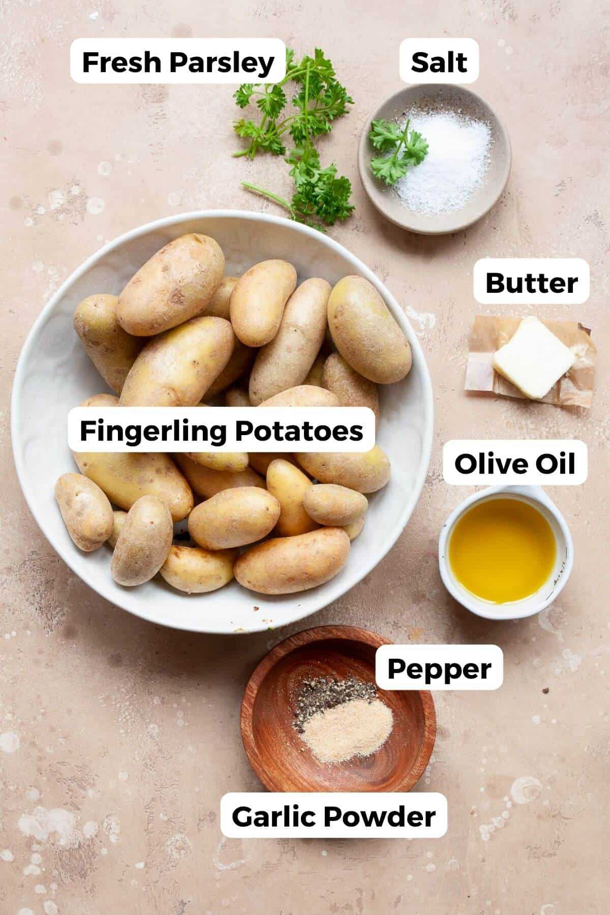 all ingredients in small bowls with labels