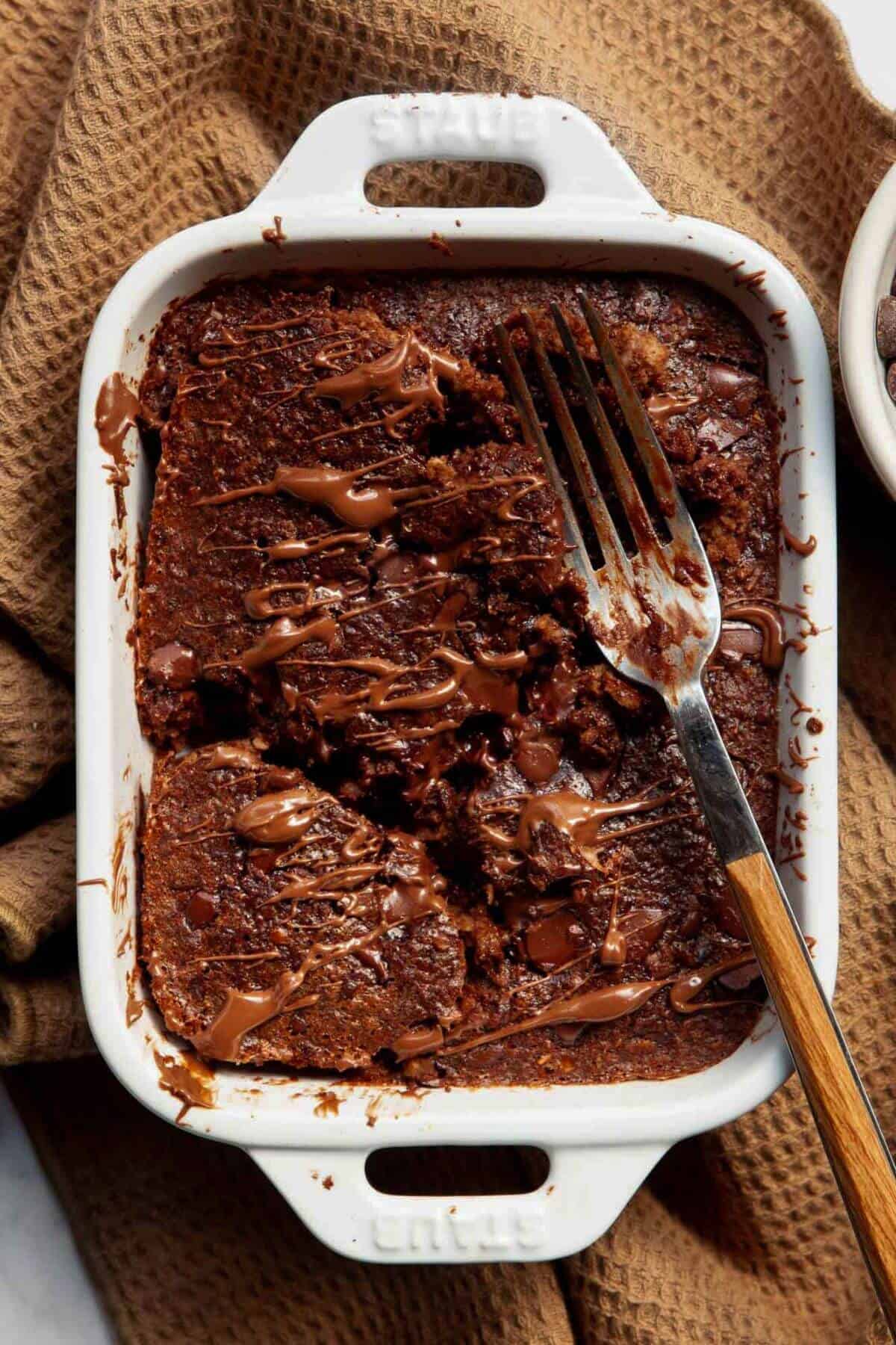 Single serve double chocolate chip brownie baked oats.