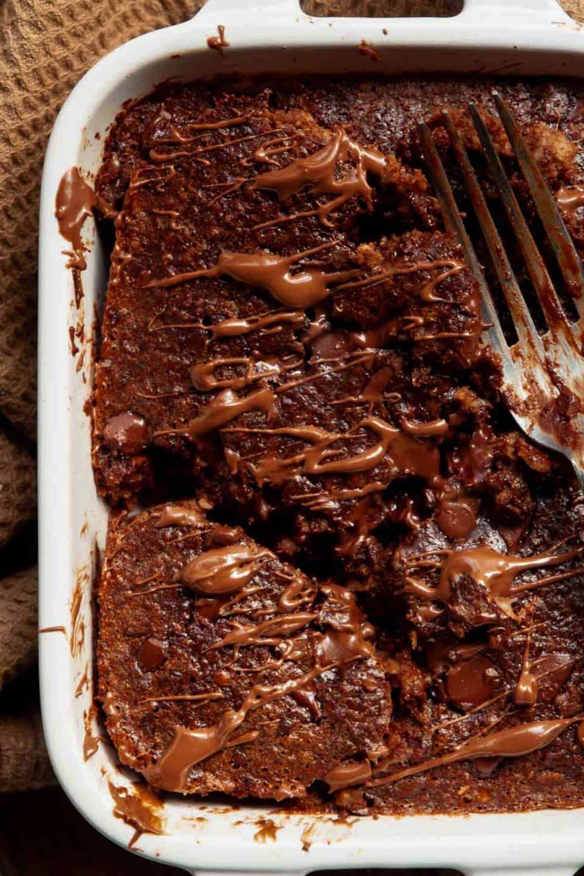 Healthy double chocolate baked oats.