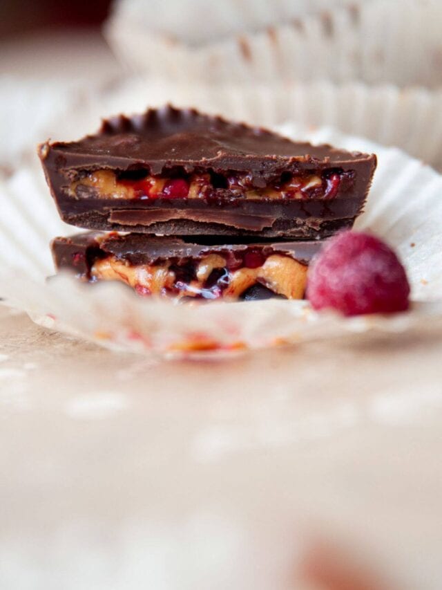 Peanut Butter and Jelly Chocolate Cups Healthful Blondie