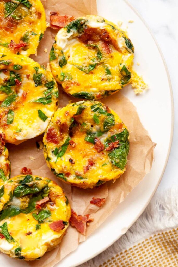 cheese and spinach keto egg bites