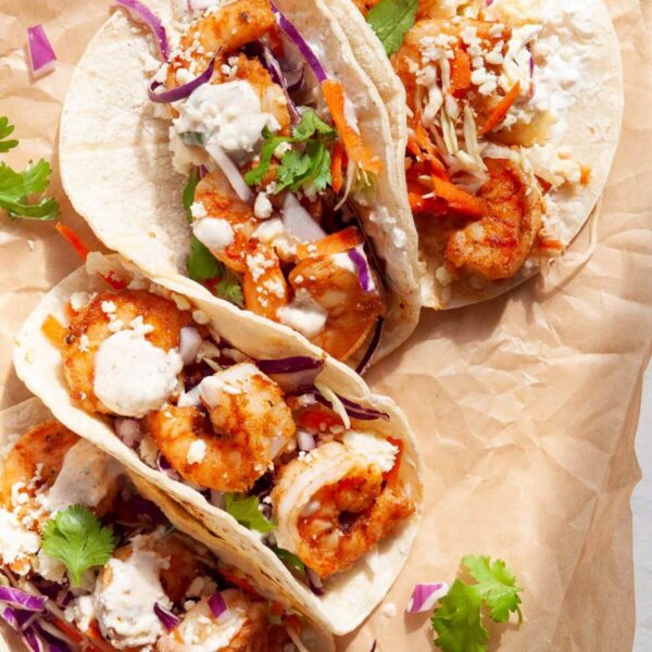 healthy 15-minute Baja shrimp tacos