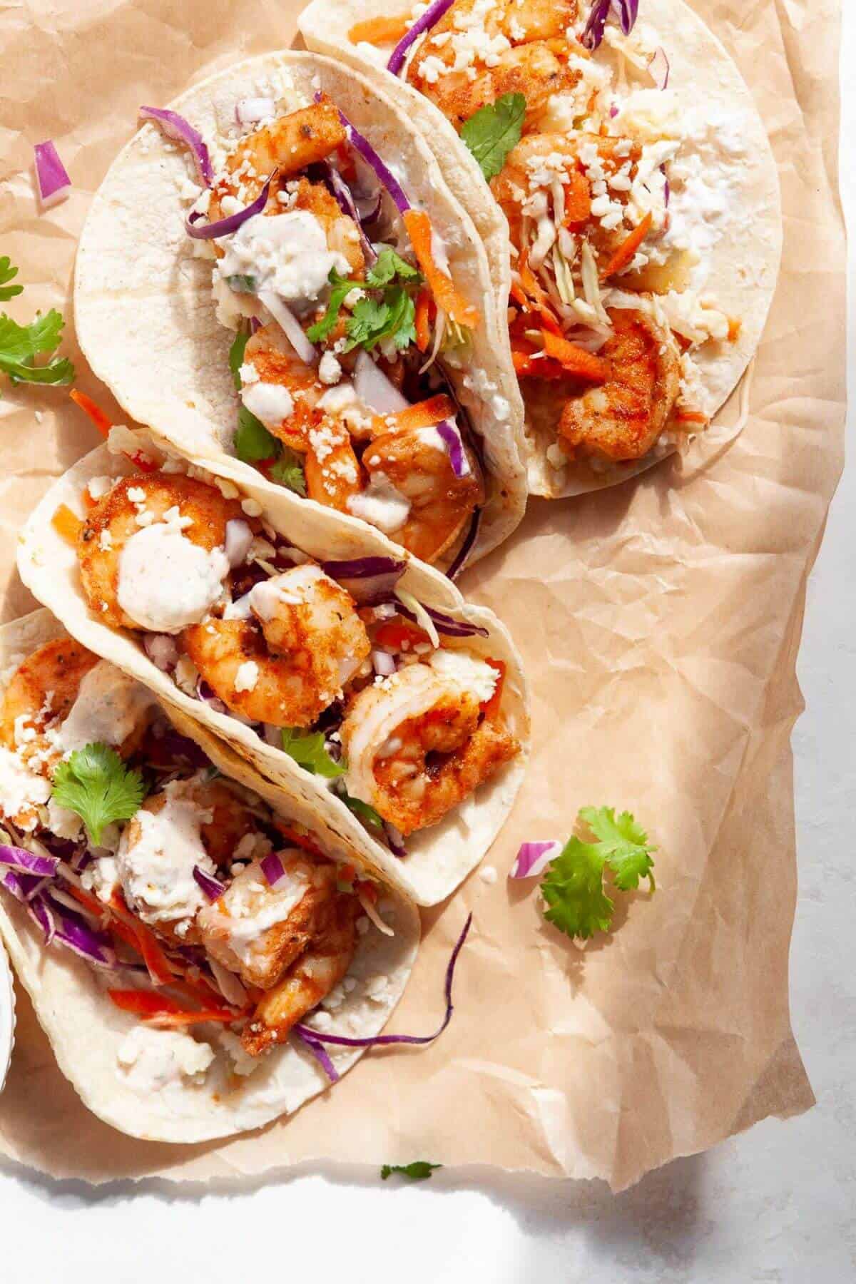 healthy 15-minute Baja shrimp tacos