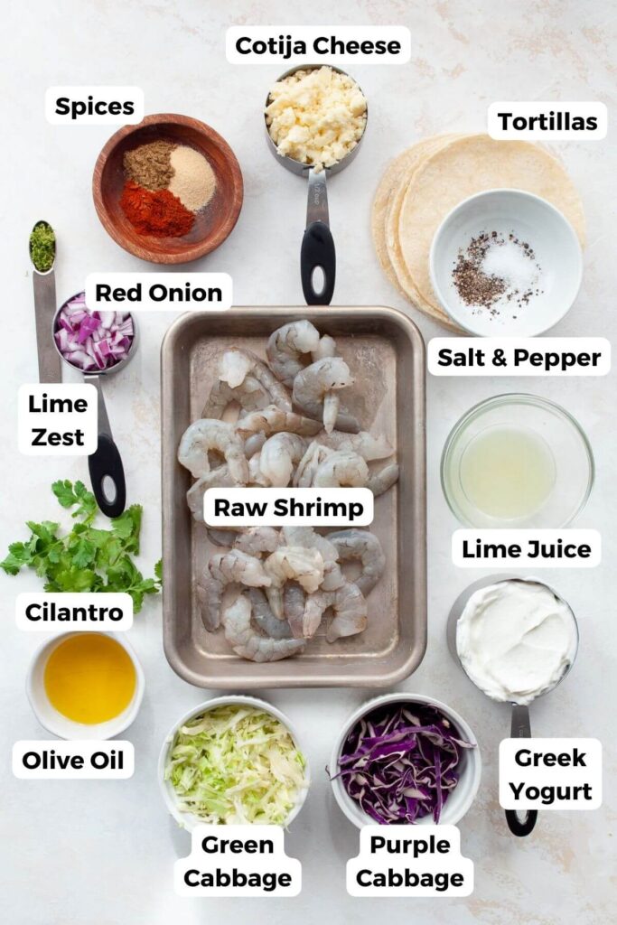 all ingredients in recipe in small bowls with lables