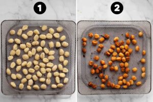 before and after of how to air fry gnocchi