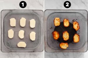step by step on how to air fry halloumi cheese