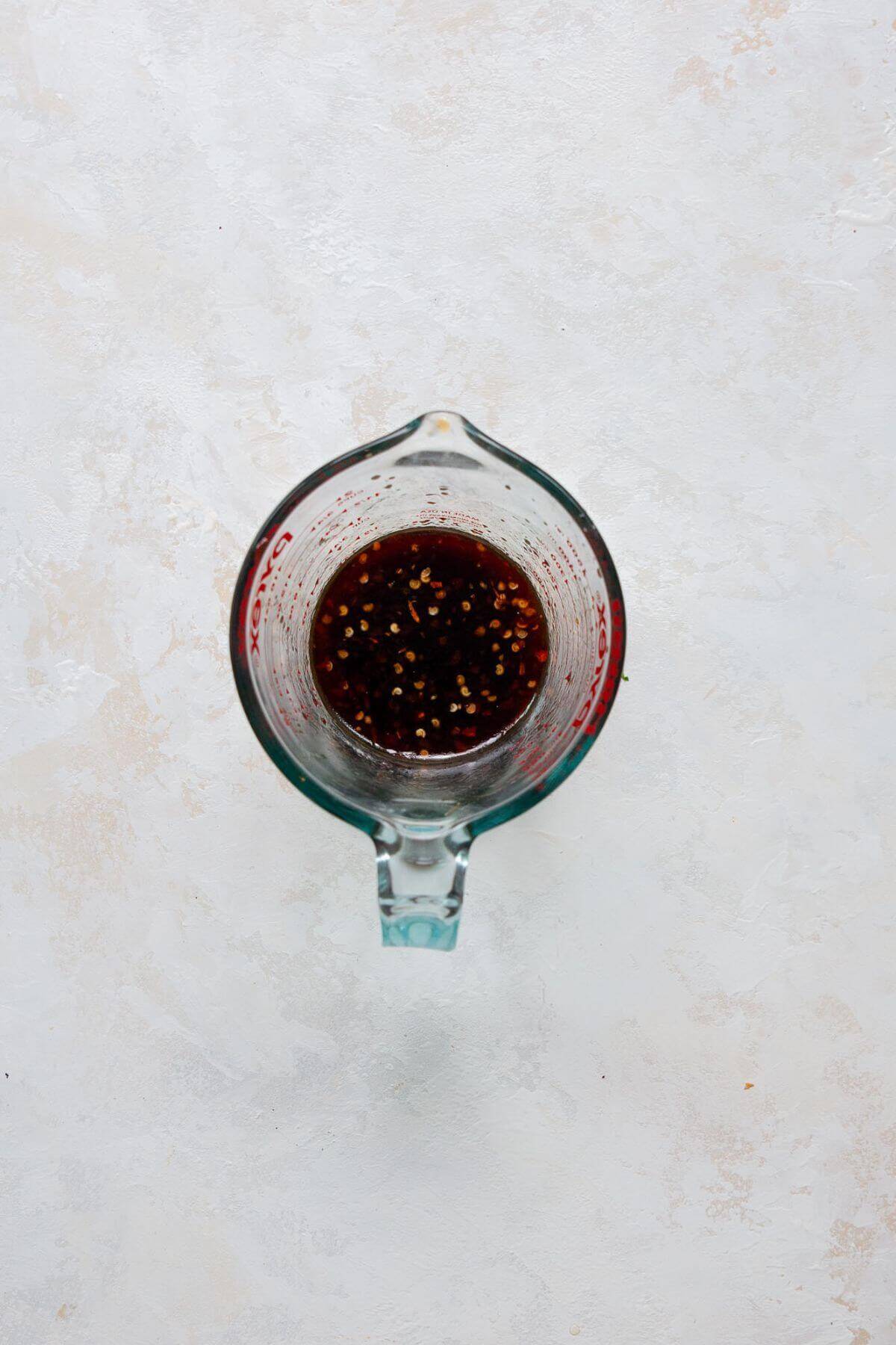 spicy soy dressing in a little bowl
