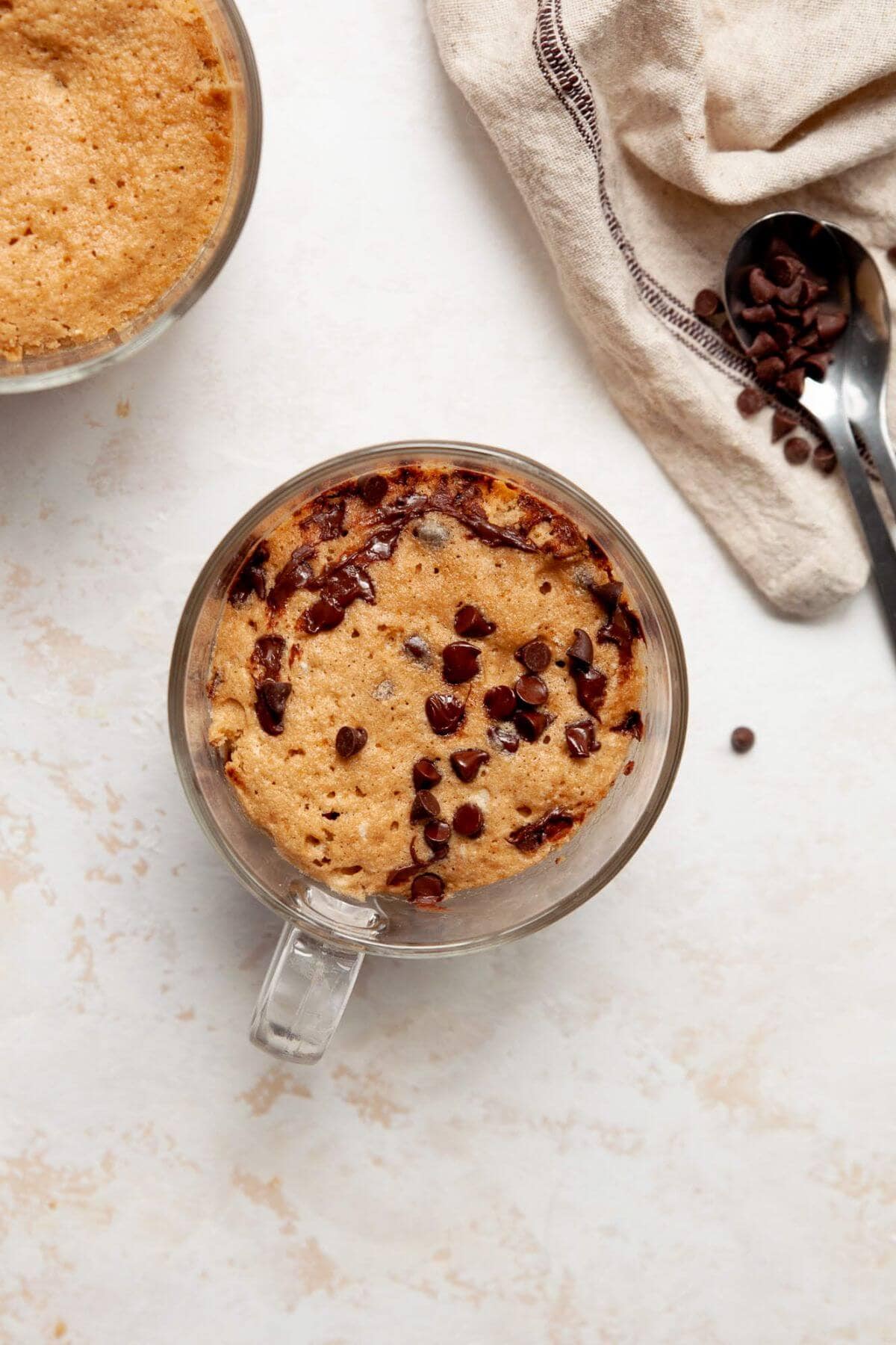 healthy chocolate chip protein powder mug cake