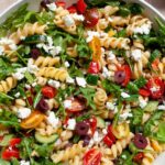 healthy and gluten-free Mediterranean chickpea pasta salad recipe