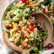 healthy and gluten-free greek chickpea pasta salad recipe