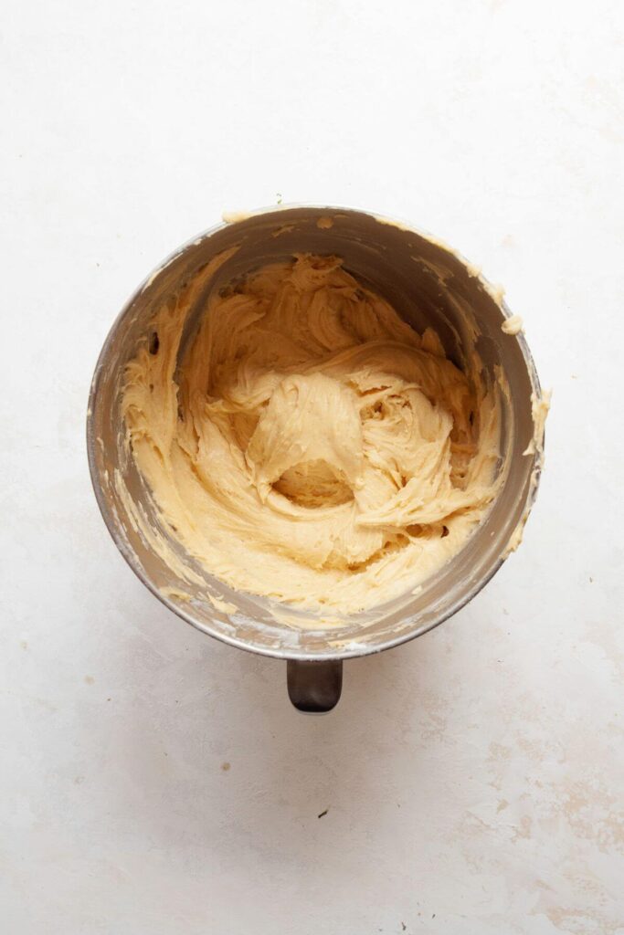 pound cake batter in a mixing bowl
