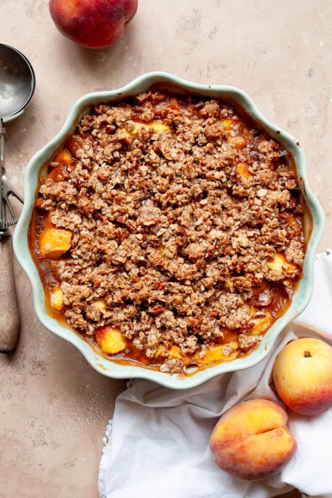gluten free and healthy peach crumble