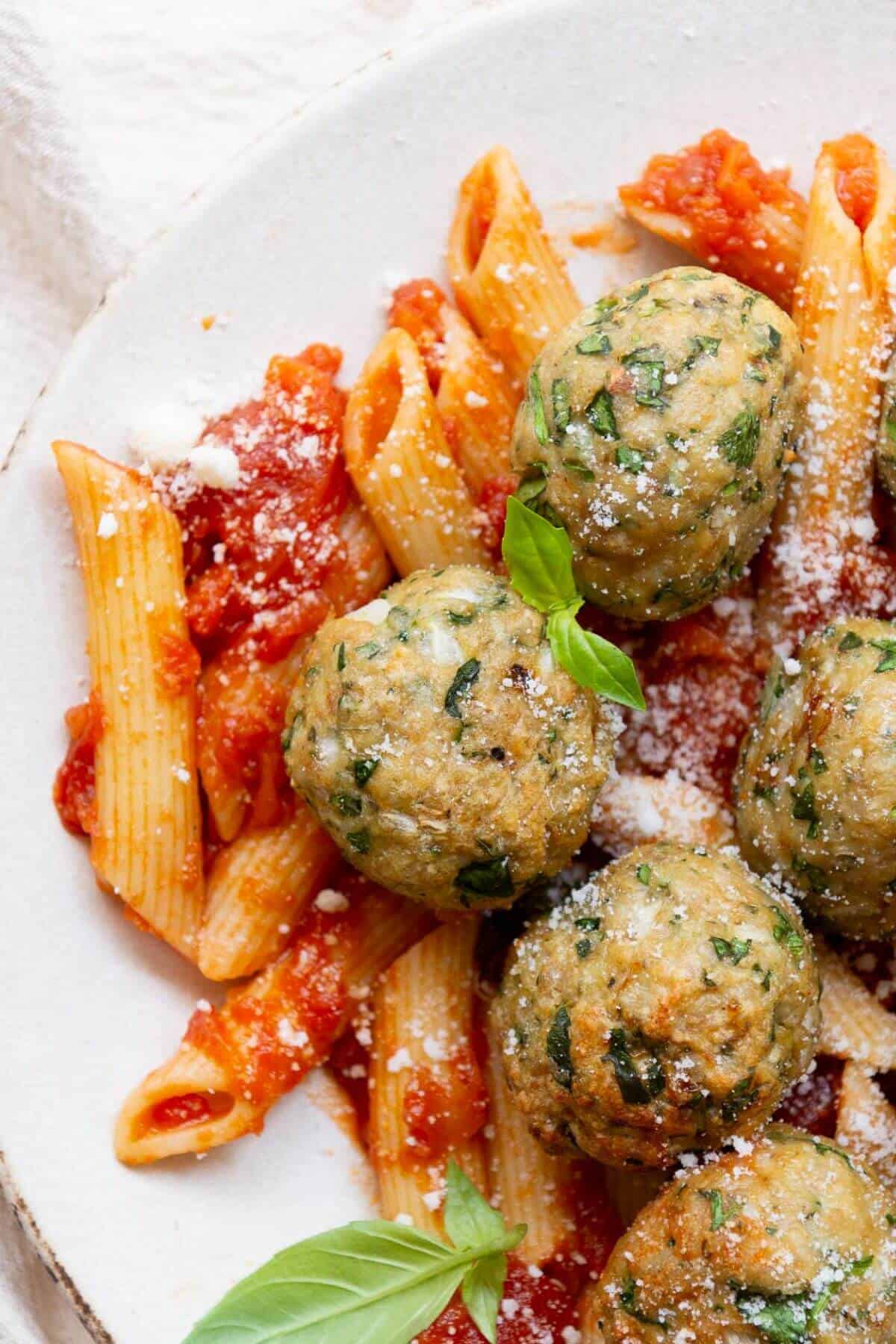 Healthy, juicy, gluten-free air fryer Italian chicken meatballs.