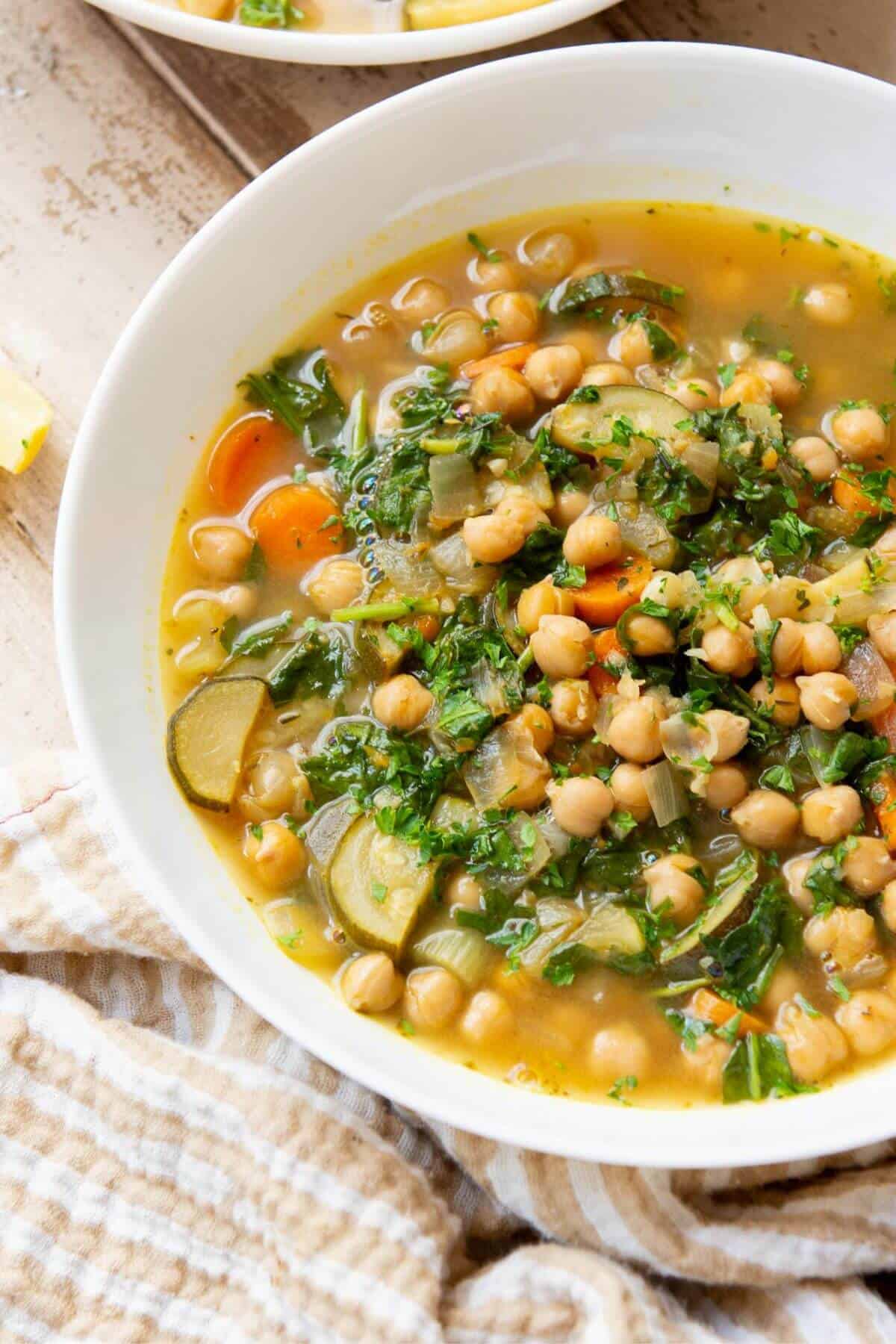 High protein Greek revithia chickpea soup.