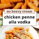 healthy penne alla vodka with chicken (no heavy cream).