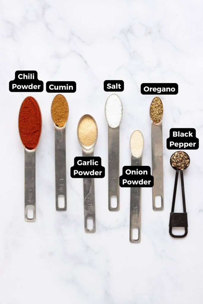 all ingredients in measuring cups with labels