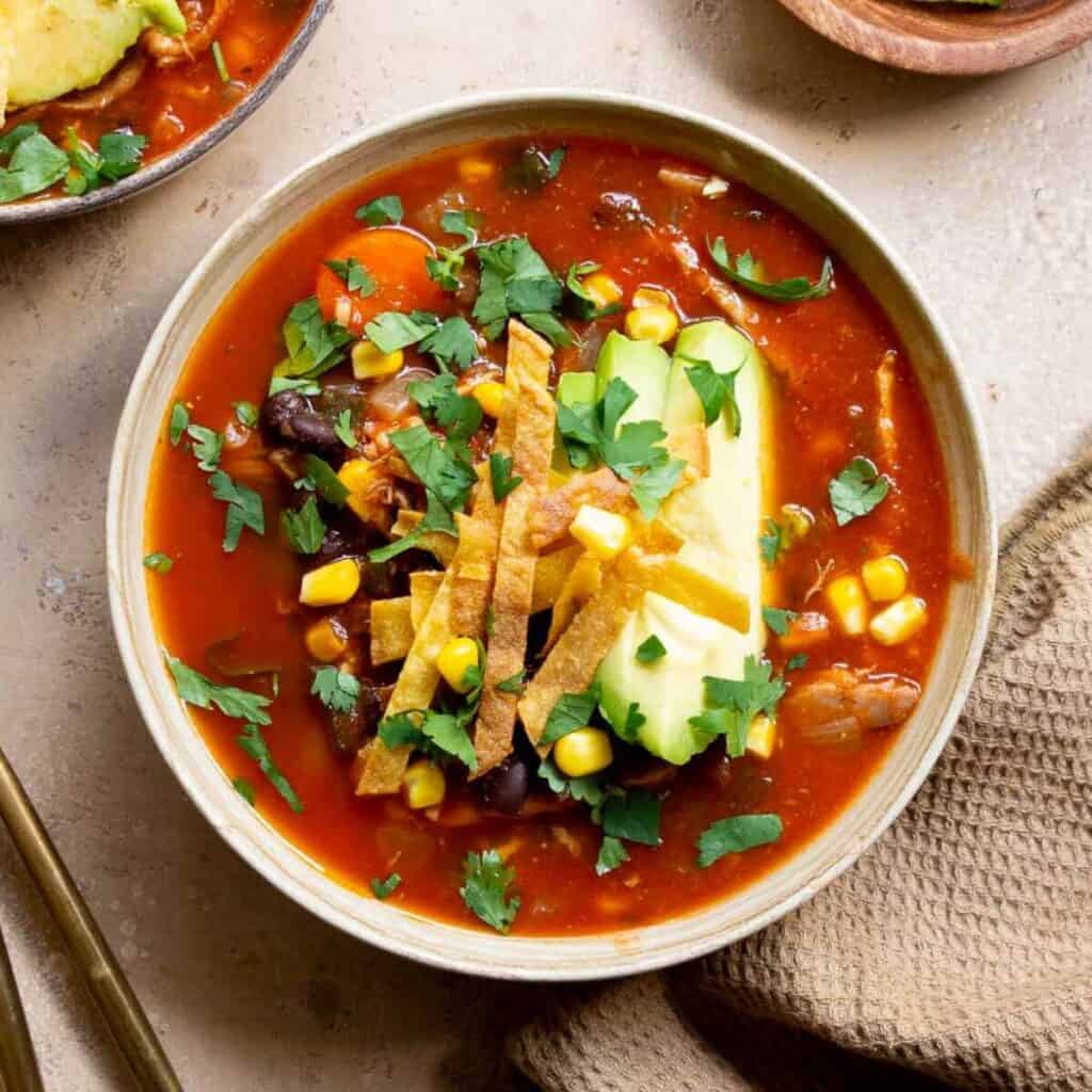easy 30-minute healthy chicken tortilla soup with rotisserie chicken