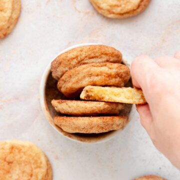 soft, chewy snickerdoodle cookies made without cream of tartar