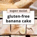 Gluten-free banana cake with cream cheese frosting.